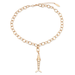 gold chain necklace with a fish charm on a white background 