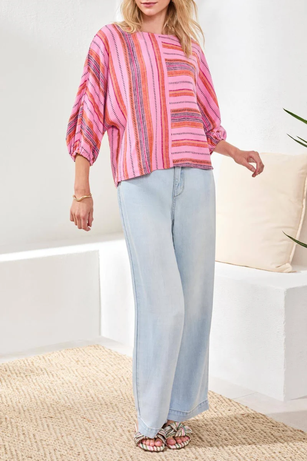 Tribal Boat Neck Dolman SLV Blouse