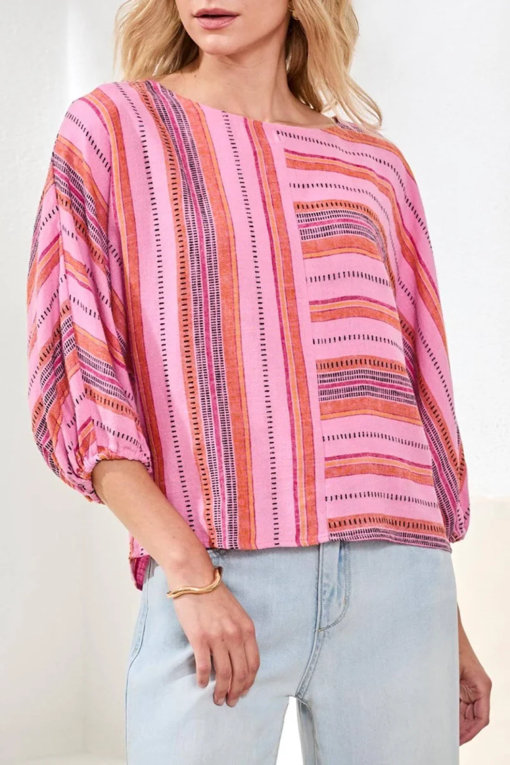Tribal Boat Neck Dolman SLV Blouse