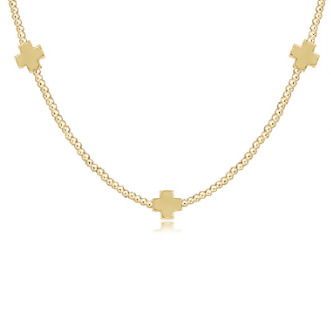 Enewton Signature Cross Pattern Necklace - Gold Signature Cross - 2mm