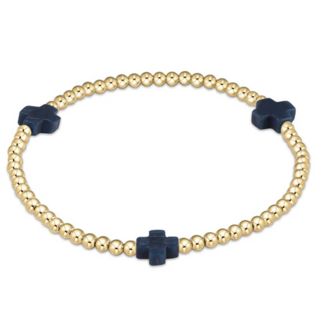 Enewton Extends Signature Cross Gold Bracelet - 3mm - Navy