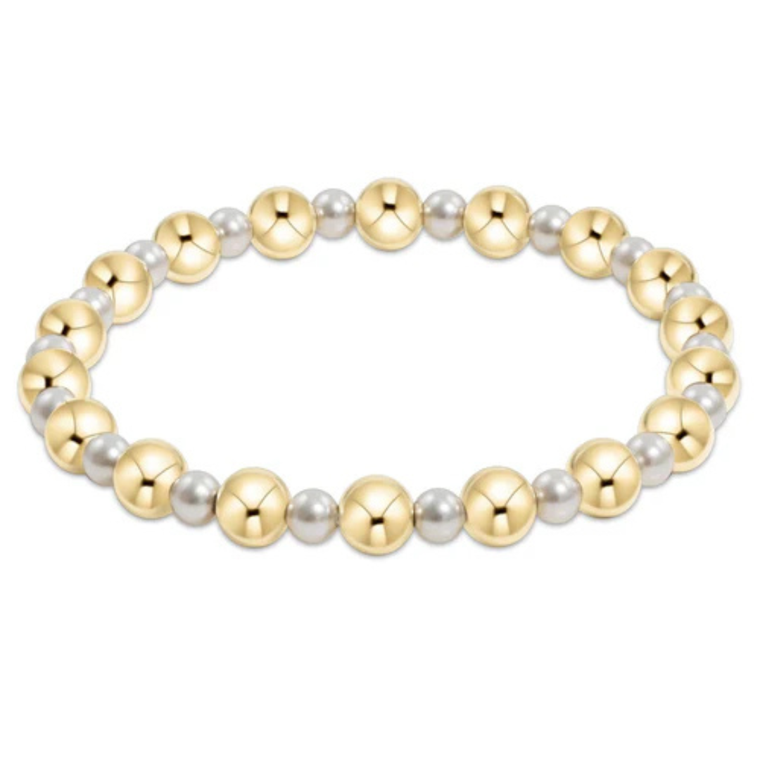 Enewton Gold Grateful Pattern Bracelet - Pearl/4mm/6mm