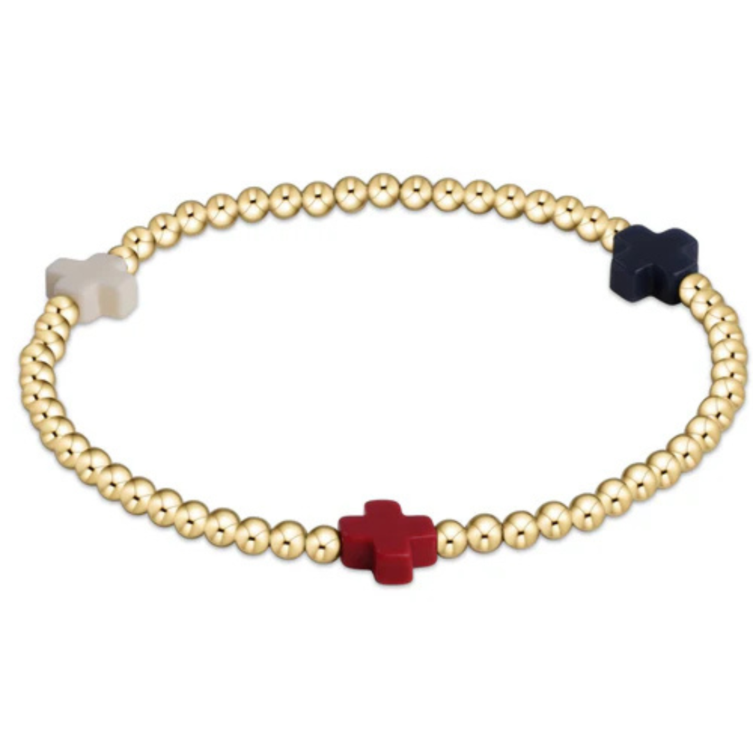 Enewton Gold Signature Cross Bead Bracelet - 3mm - Firecracker