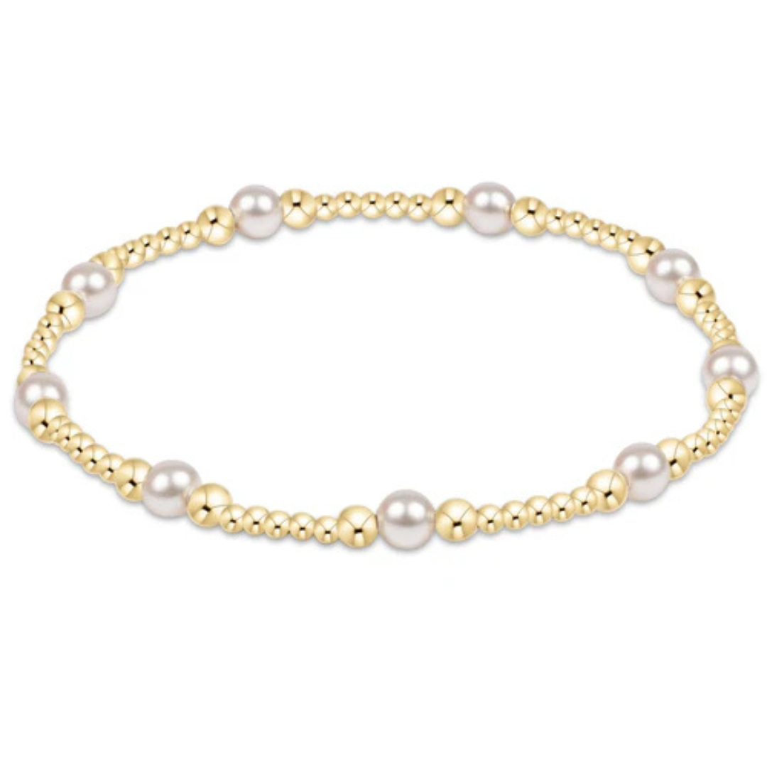 Enewton Classic Gold Purpose Pattern Bead Bracelet - Pearl