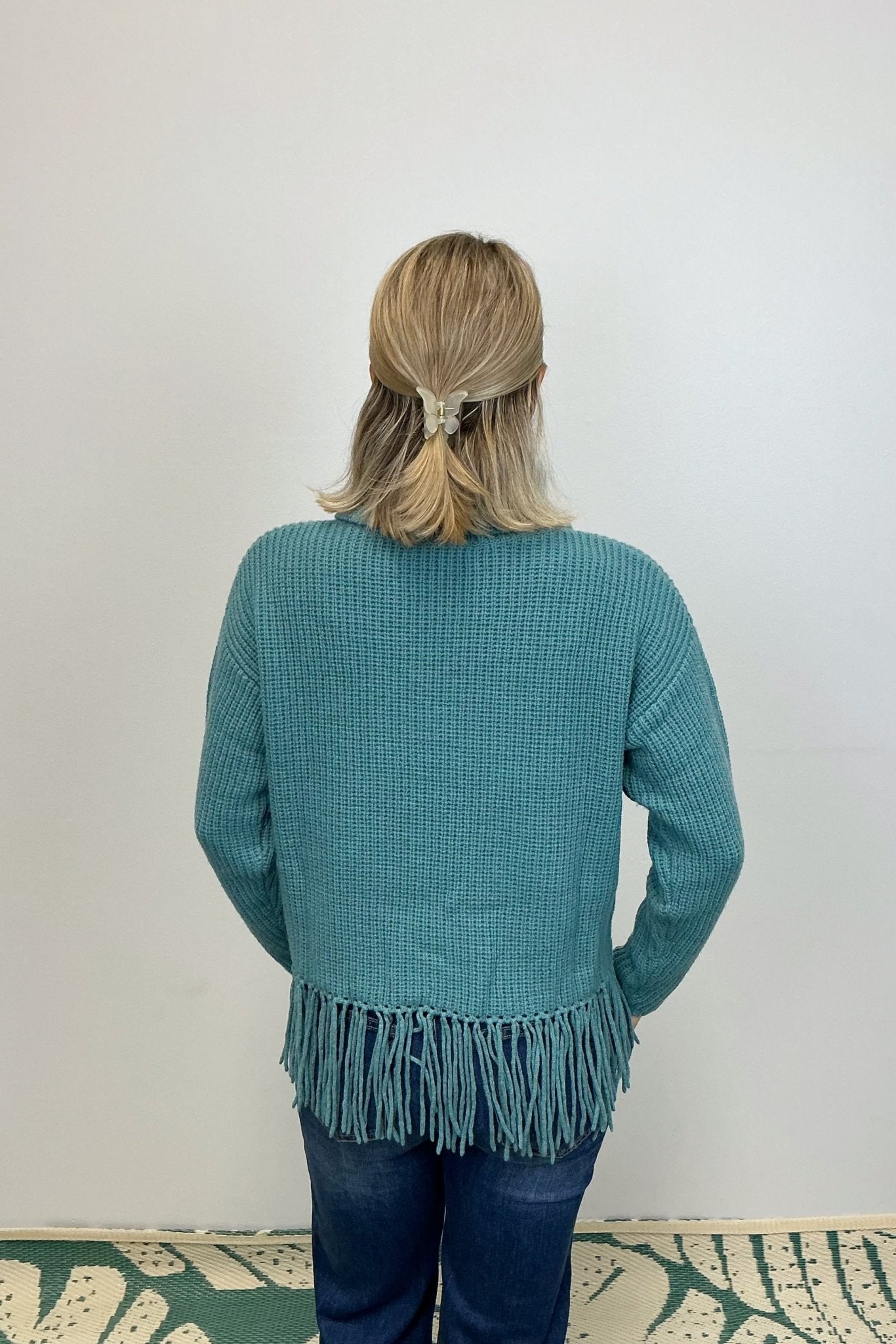 Alashan Cashmere Kaia Shaker Turtleneck w/ Fringe - Balsam - Alashan Cashmere Co.