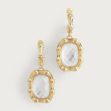 Anabel Aram Bamboo with Stone Drop Earrings - Anabel Aram Jewelry