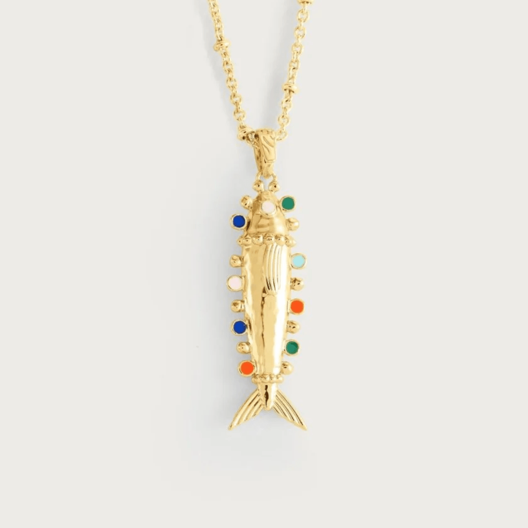 Anabel Aram Milos Long Chain Necklace with Fish Charm - Anabel Aram Jewelry