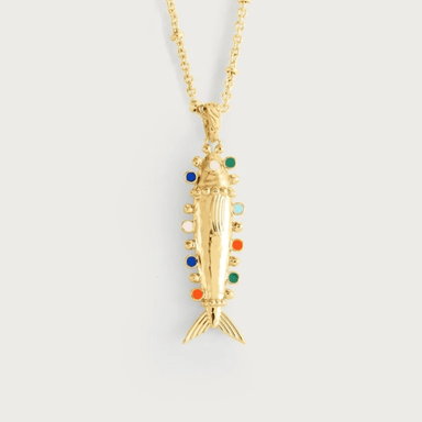Anabel Aram Milos Long Chain Necklace with Fish Charm - Anabel Aram Jewelry