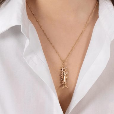 Anabel Aram Milos Long Chain Necklace with Fish Charm - Anabel Aram Jewelry