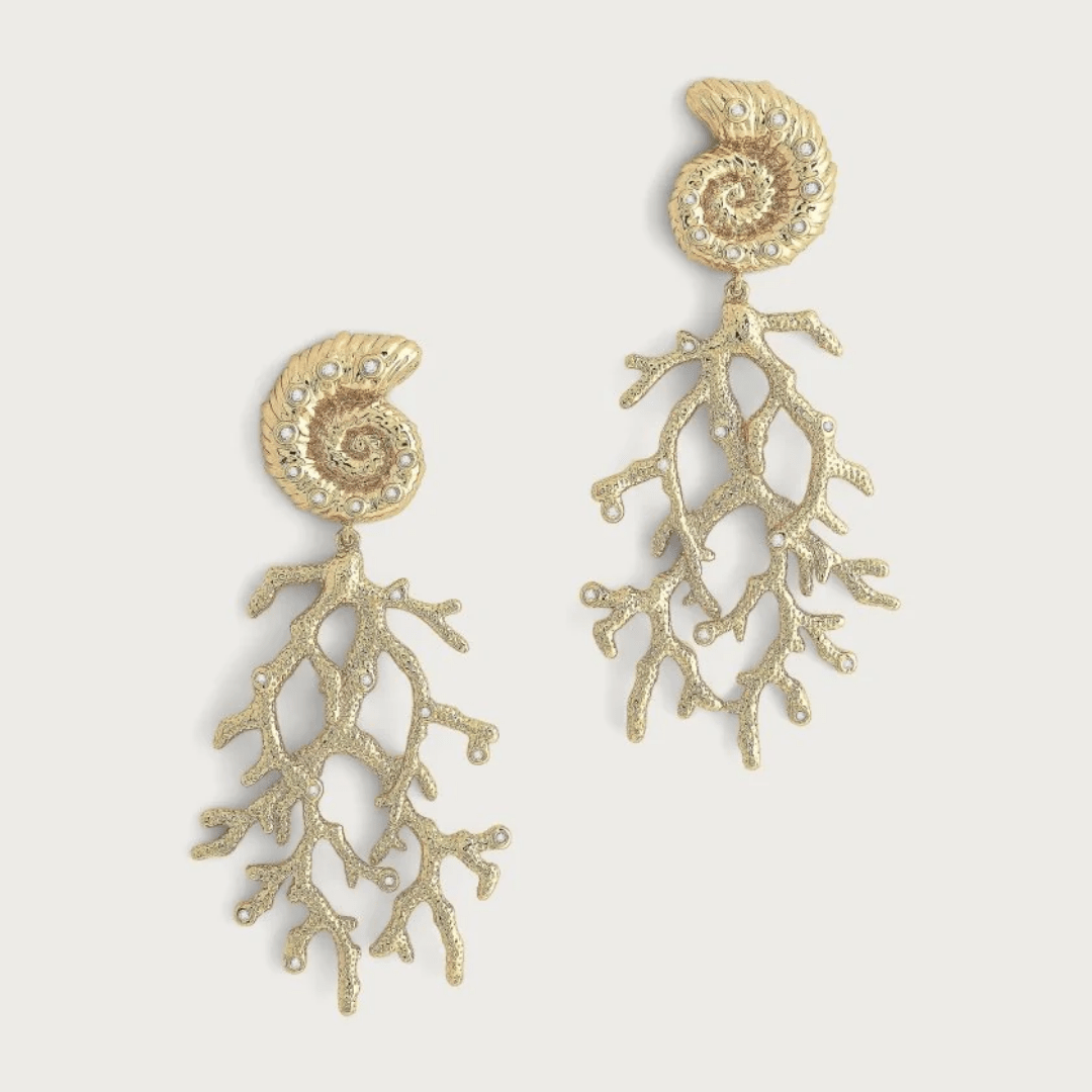 Anabel Aram Shell with Coral Drop Earrings - Anabel Aram Jewelry