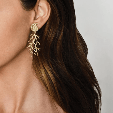 Anabel Aram Shell with Coral Drop Earrings - Anabel Aram Jewelry