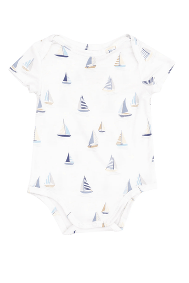 Angel Dear Short Sleeve Bodysuit - Sailboats - Angel Dear