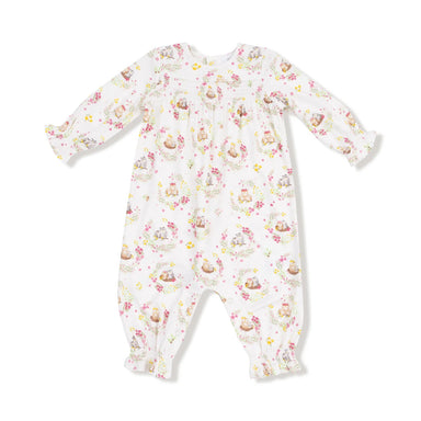 Angel Dear Smocked Romper - Floral Owl Families - Angel Dear
