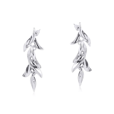 Big Metal London Floral Leaf Dangle Earrings - Big Metal London