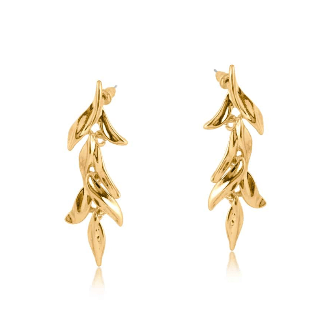 Big Metal London Floral Leaf Dangle Earrings - Big Metal London