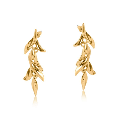 Big Metal London Floral Leaf Dangle Earrings - Big Metal London