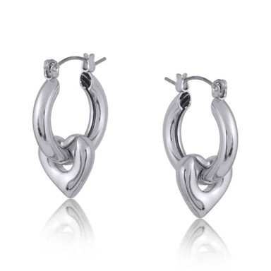 Big Metal London Gemma Heart Drop Hoop Earrings - Big Metal London