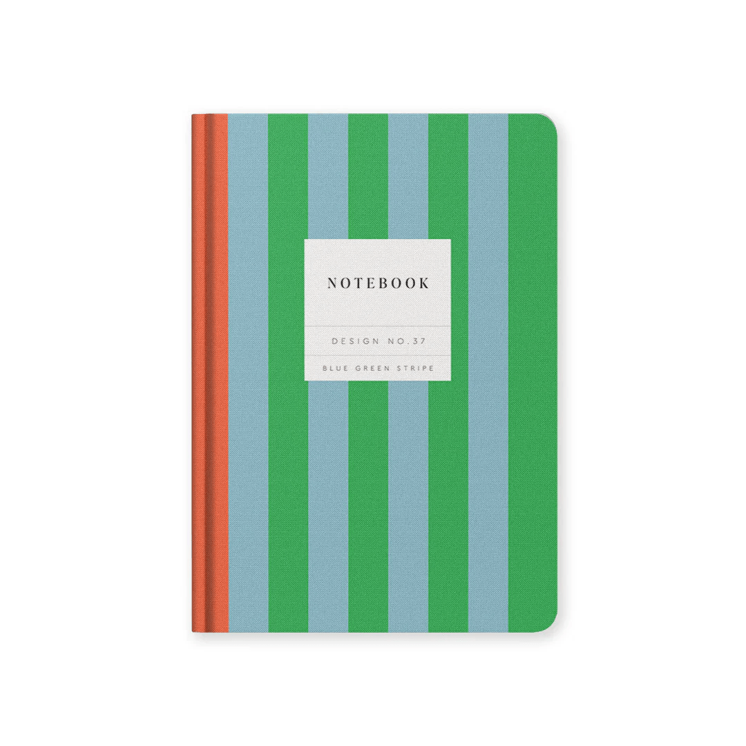 Blue Green Stripe - Hardback Notebook - Ohh Deer