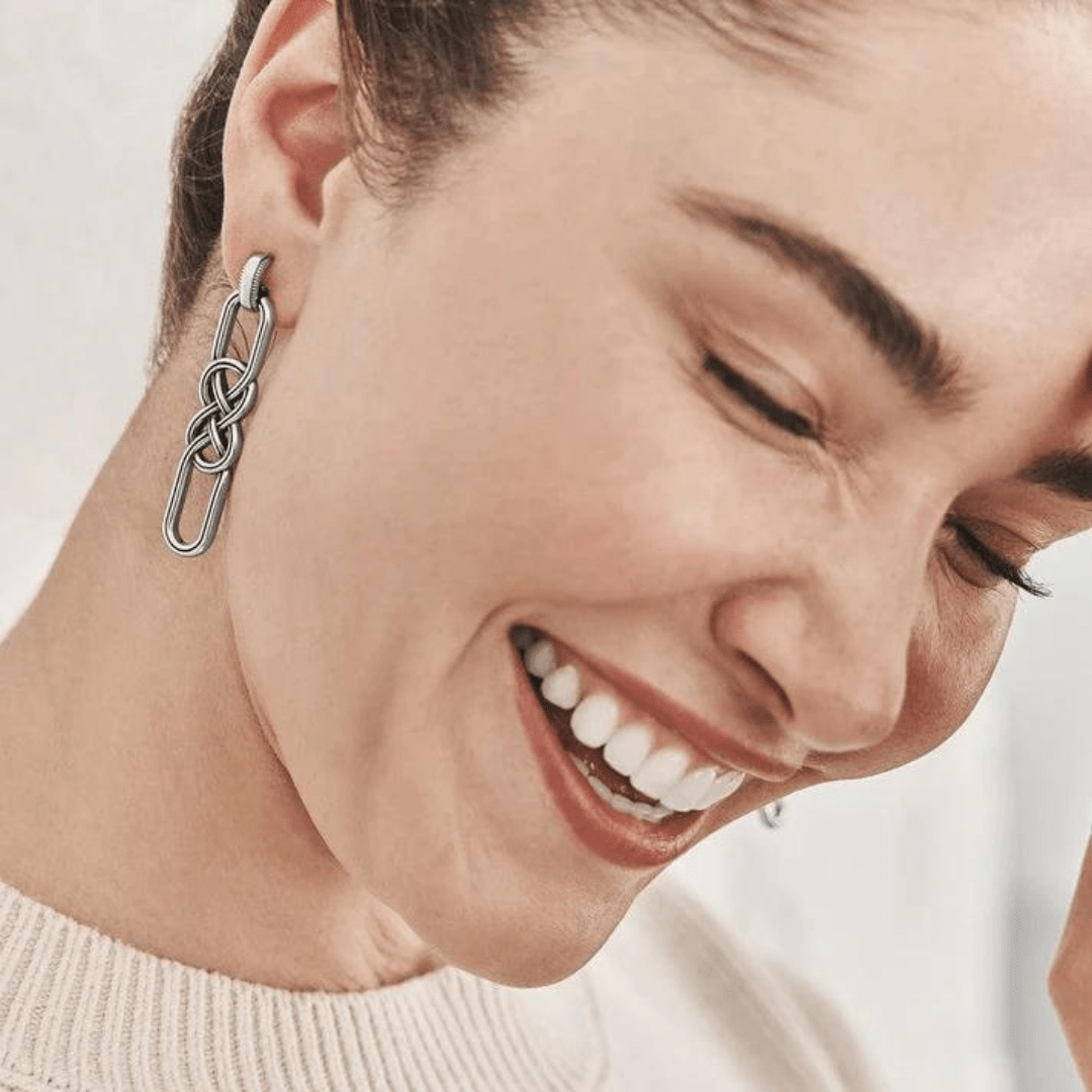 Brighton Interlok Braid Post Drop Earrings - Silver - Brighton