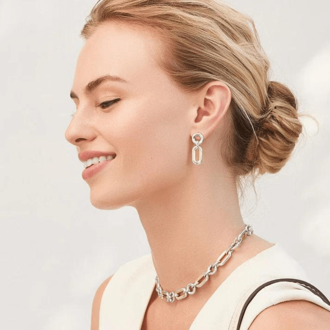 Brighton Medici Two Tone Link Post Drop Earrings - Brighton