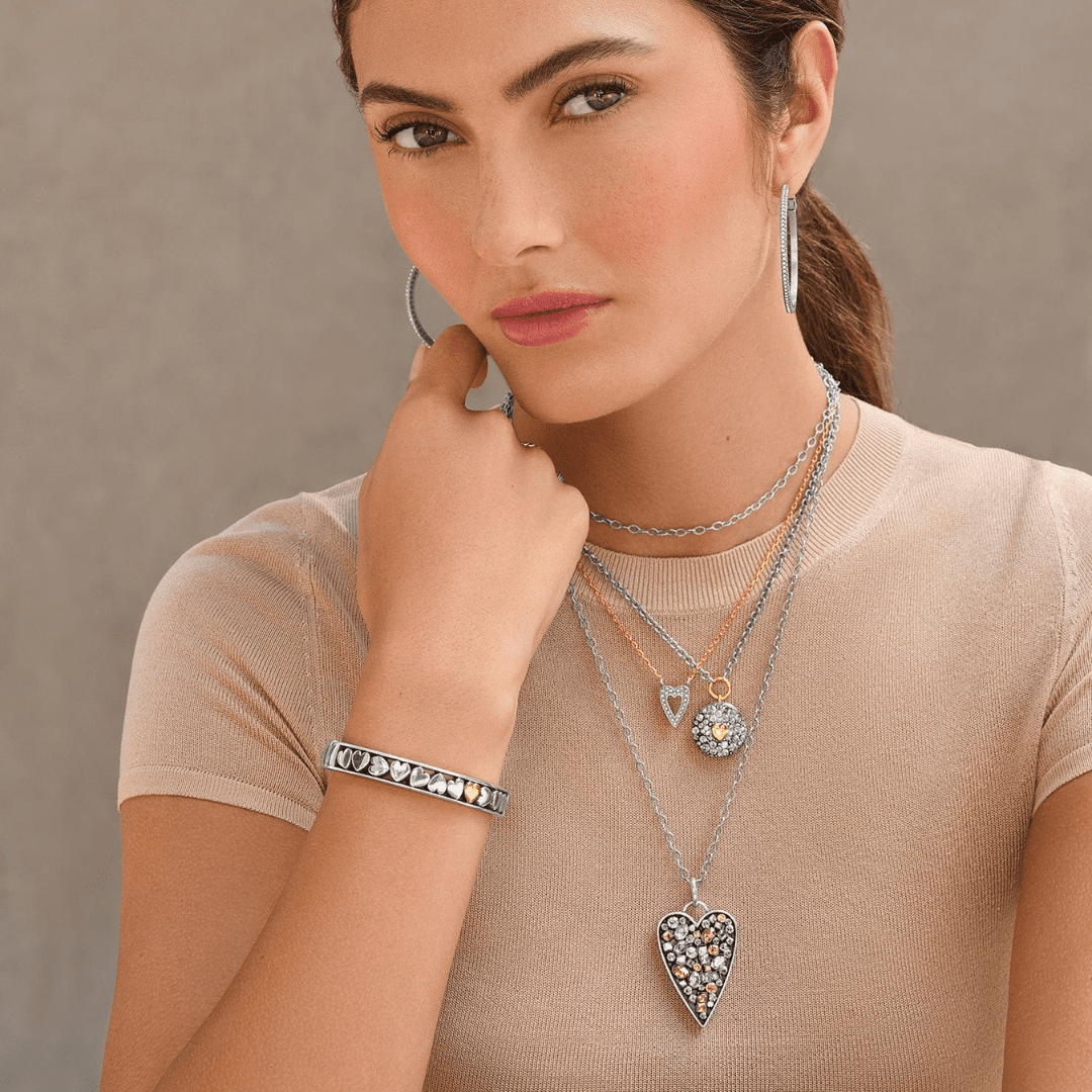 Brighton Mystery of Love Gold Heart Bangle - Brighton