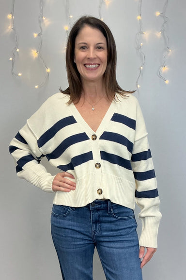 By Together Irena Cardigan - Cream & Navy - By Together