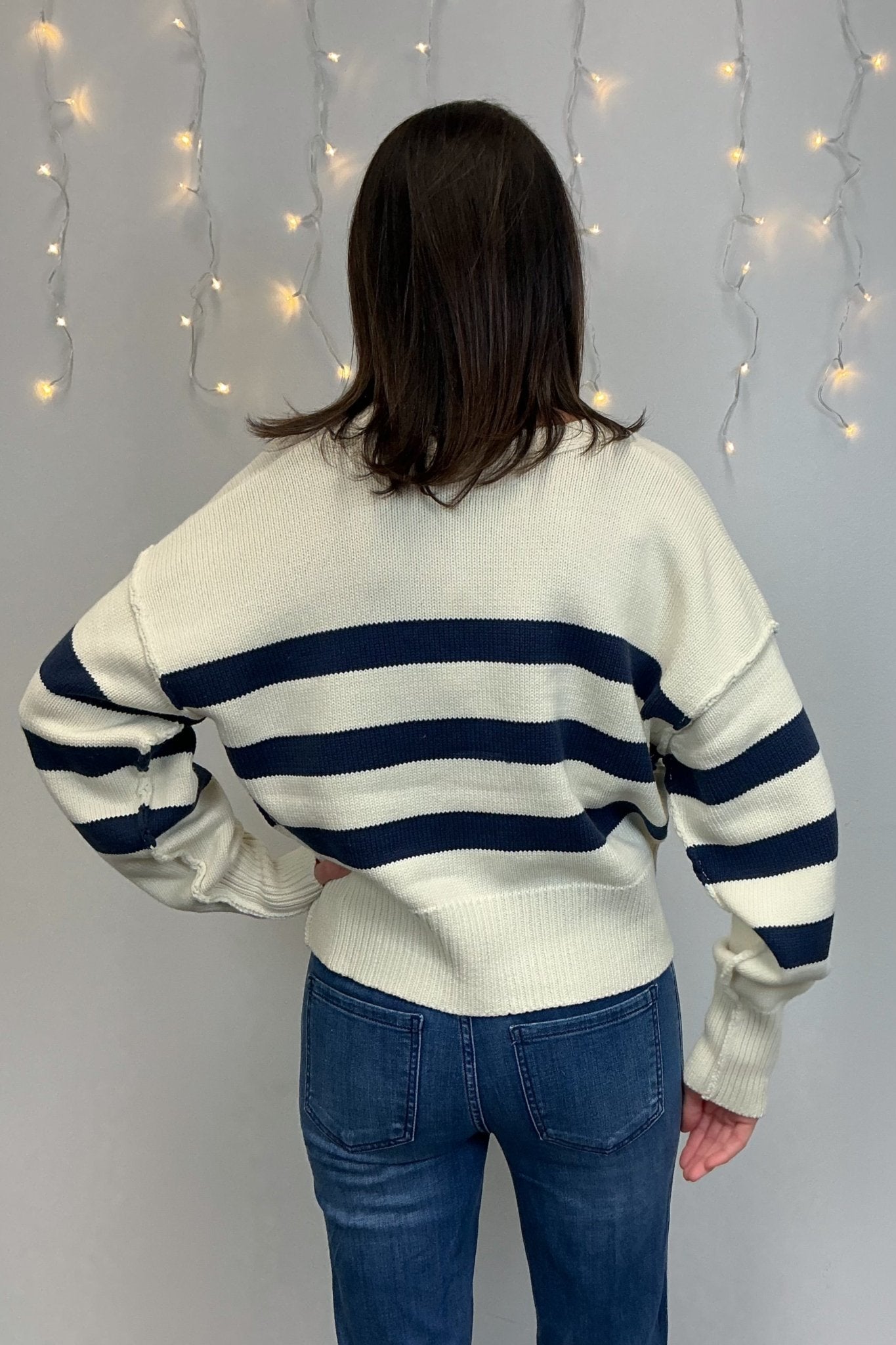 By Together Irena Cardigan - Cream & Navy - By Together