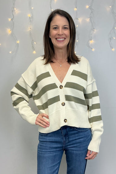By Together Irena Cardigan - Cream & Olive - By Together