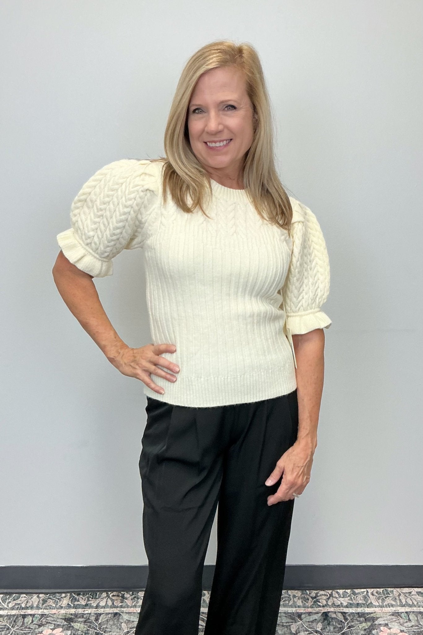 Camellia Cable Knit Sweater - Camellia