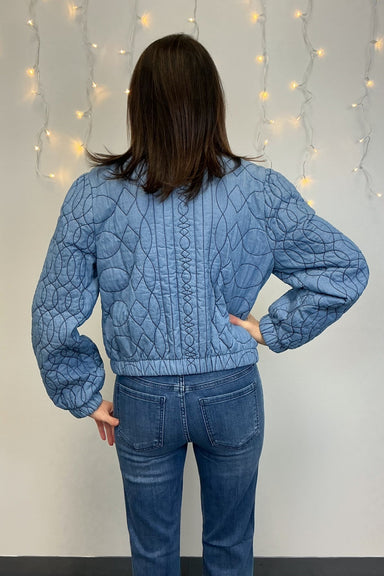 Camellia Denim Jacket with Contrast Stitching - Camellia