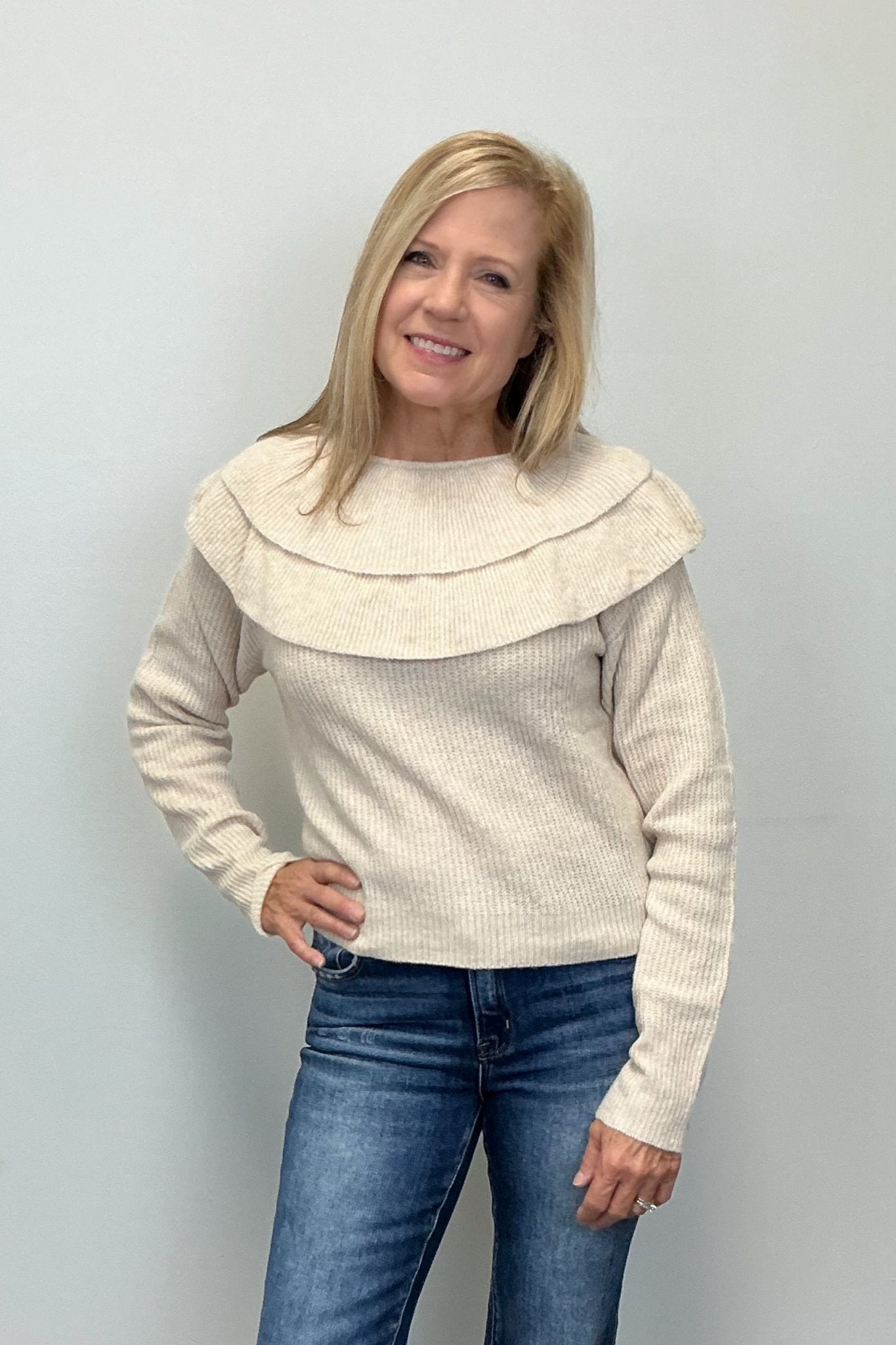 Camellia Oatmeal Ruffle Top - Camellia