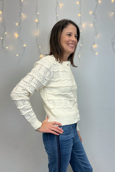 Camellia Textured Knit Button Front Cardigan - Camellia