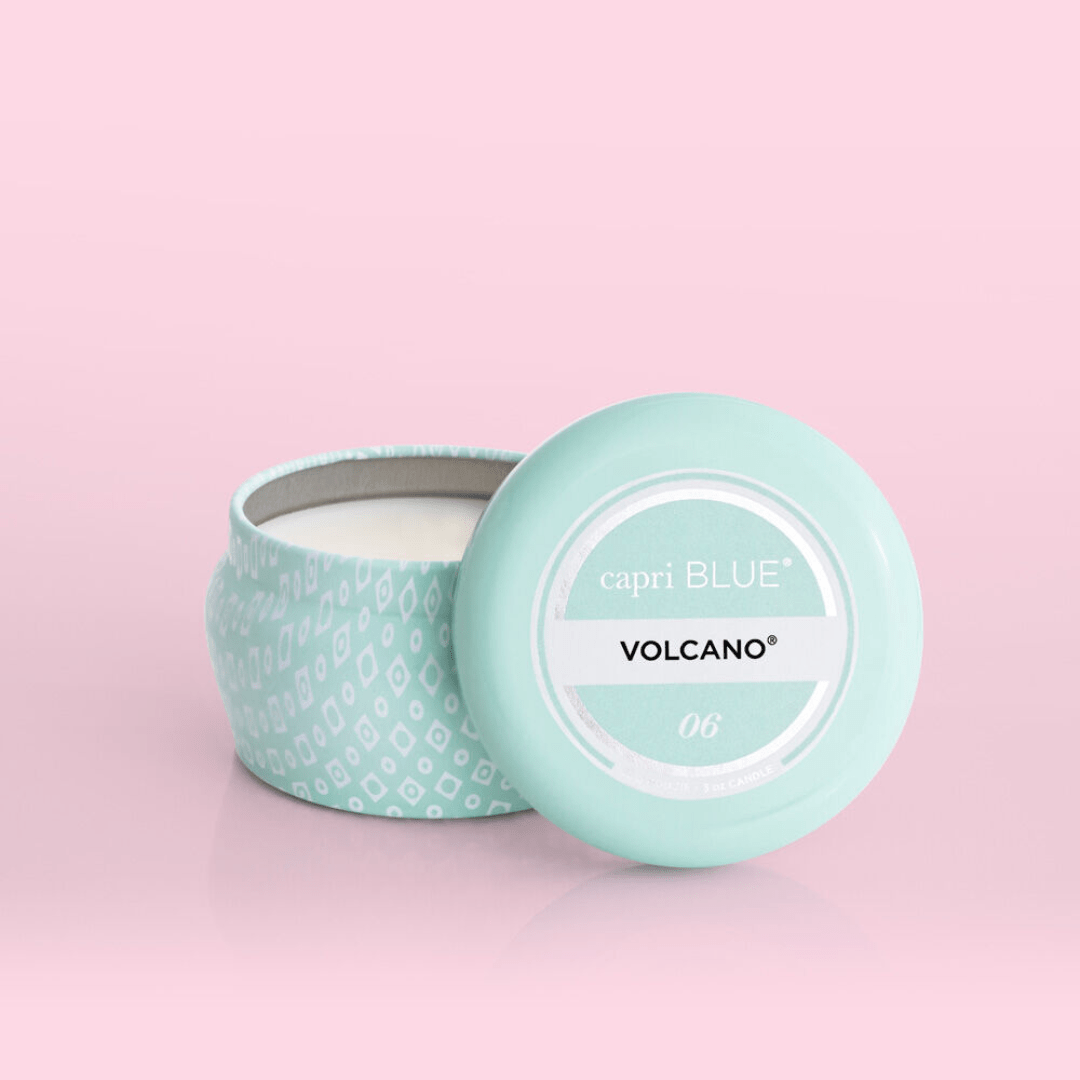 Capri Blue Aqua Printed Mini Tin Candle - Volcano - Capri Blue