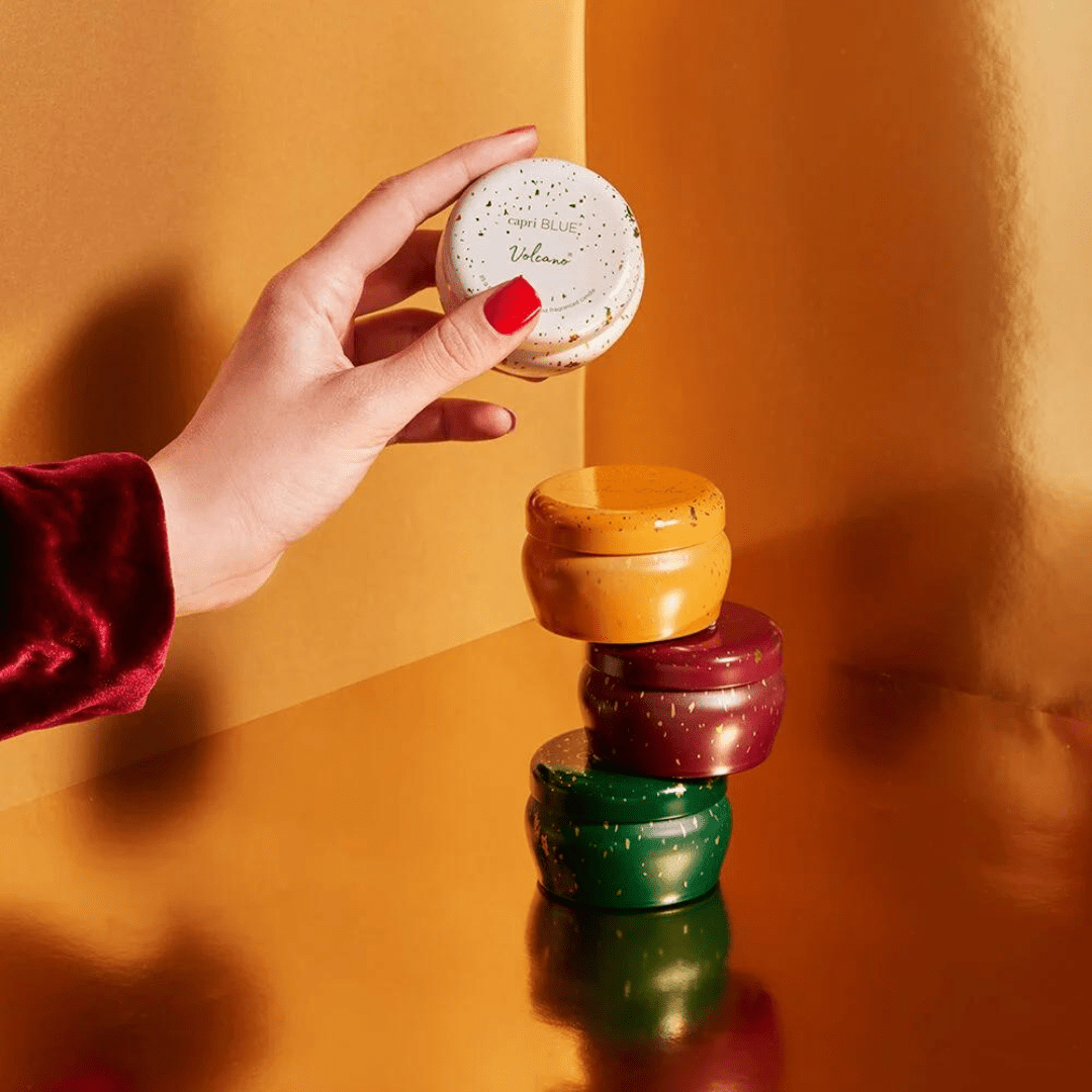 Capri Blue Glimmer Mini Tin - White/Volcano - Capri Blue