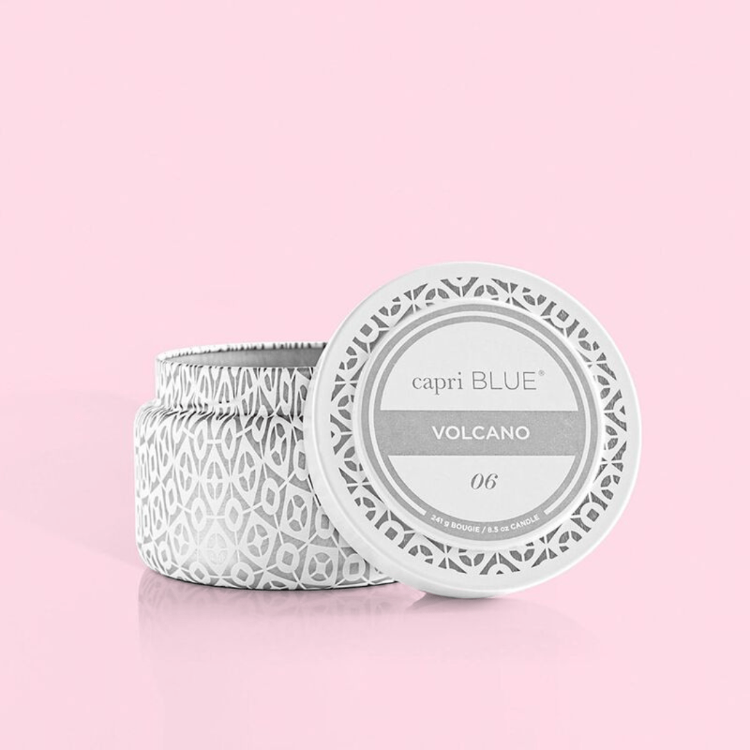Capri Blue White Signature Printed Travel Tin Candle - Volcano - Capri Blue