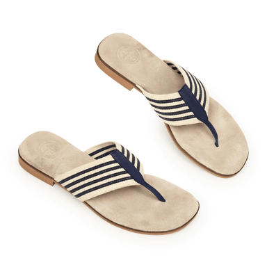 Charleston Bridget Sandal - Navy/Linen - Charleston Shoe Co.