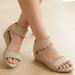 Charleston Janie Sandal - Linen Ruffle - Charleston Shoe Co.