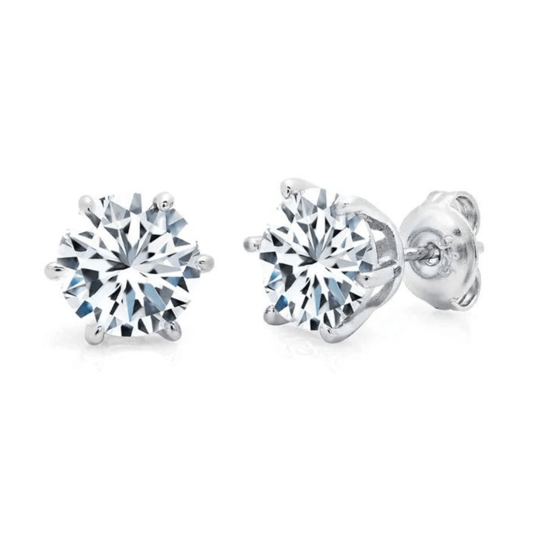 Crislu 6 Prong Solitaire Brilliant Stud Earrings - Crislu
