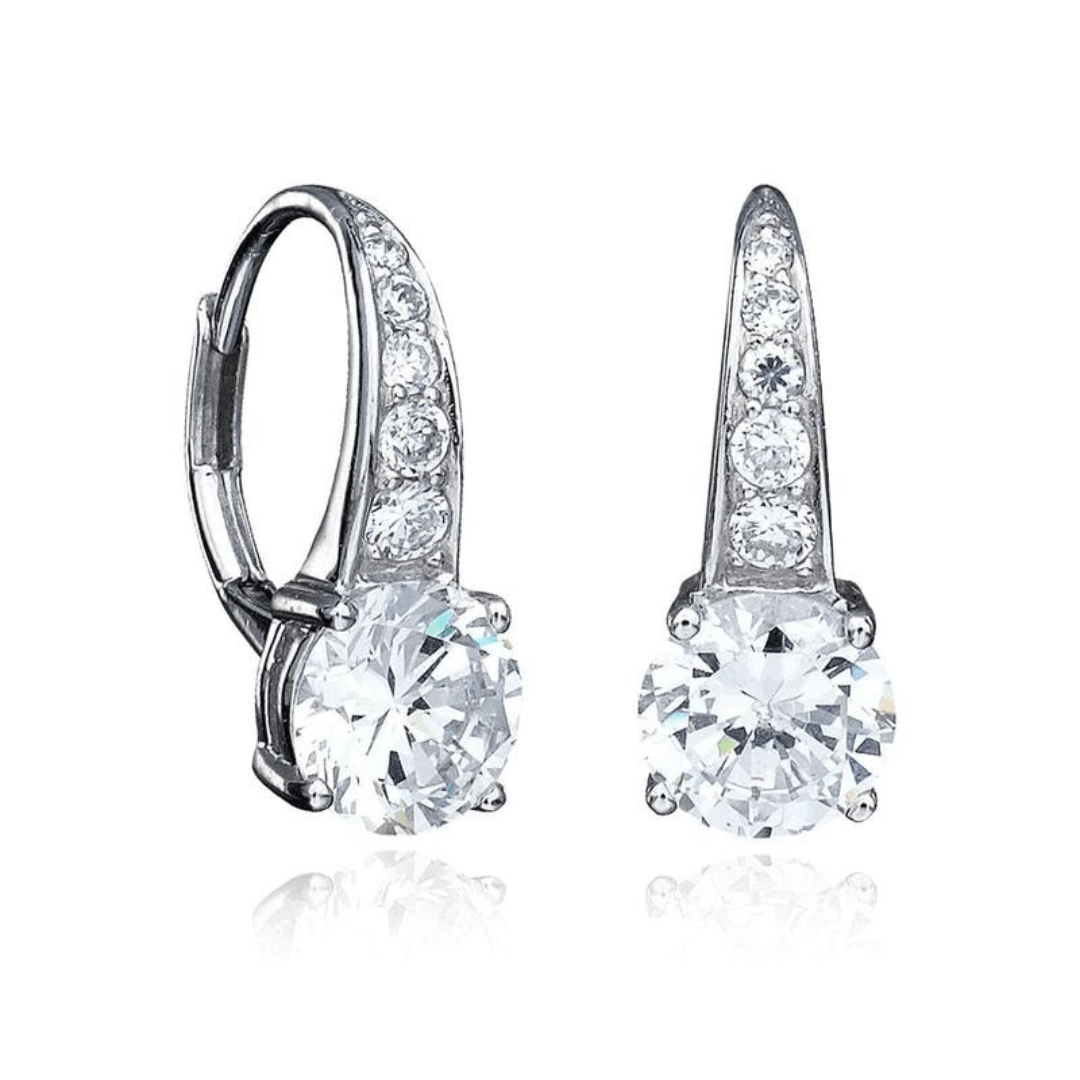 Crislu Accented Brilliant Cut Leverback Drop Earrings - Platinum - Crislu