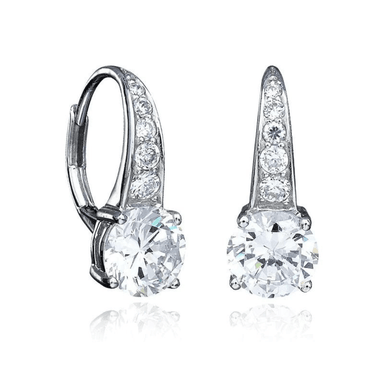 Crislu Accented Brilliant Cut Leverback Drop Earrings - Platinum - Crislu