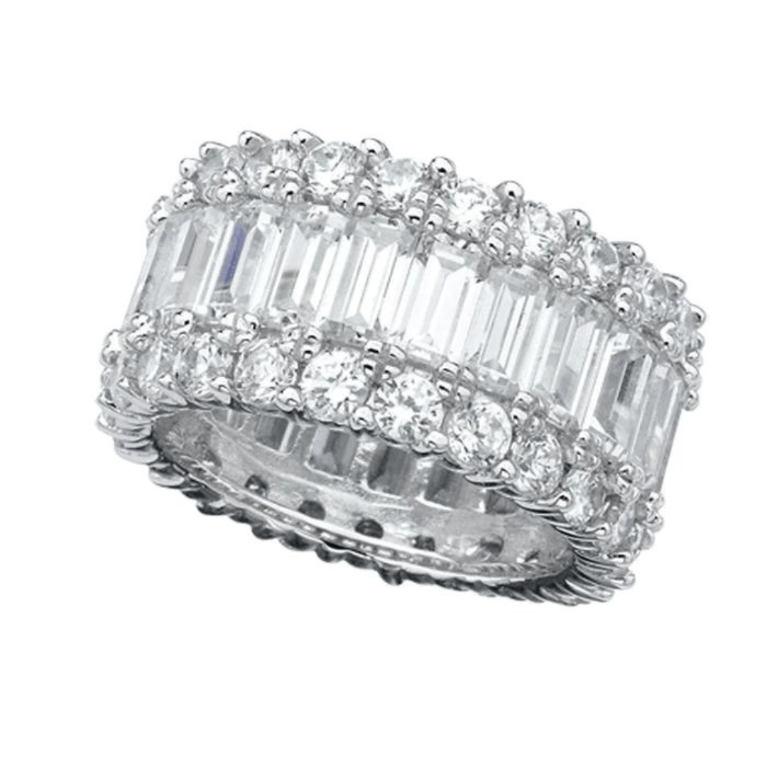 Crislu Baguette Eternity Band Ring - Platinum - Crislu