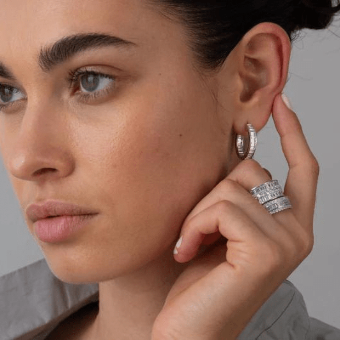 Crislu Baguette Hoop Earrings - Crislu