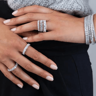 Crislu Brilliant Round Cut Eternity Band Ring - Platinum - Crislu