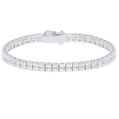 Crislu Classic Large Princess Tennis Bracelet - Platinum - Crislu