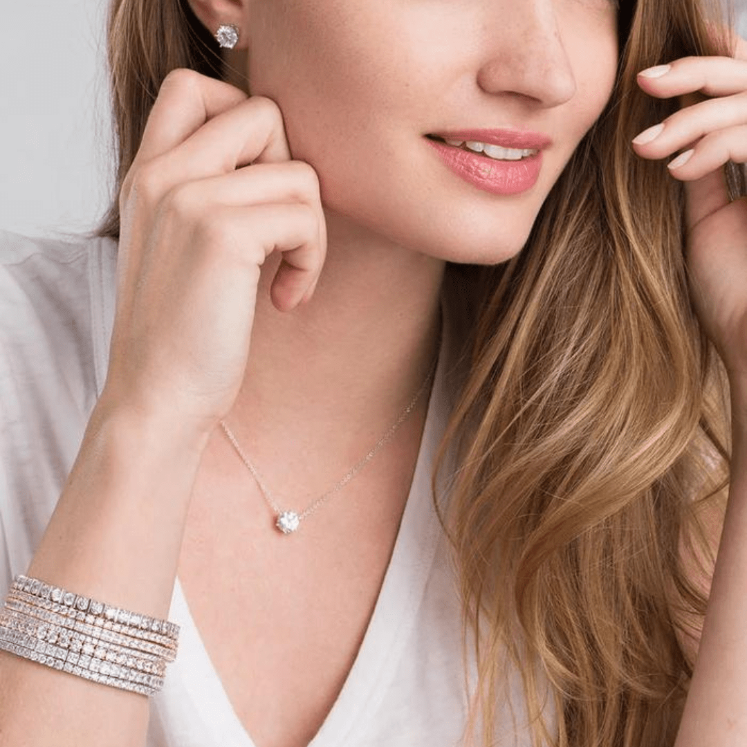 Crislu Classic Large Princess Tennis Bracelet - Platinum - Crislu