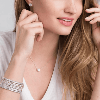 Crislu Classic Large Princess Tennis Bracelet - Platinum - Crislu