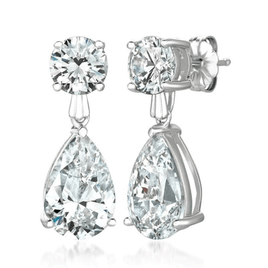 Crislu Classic Pear Drop Earrings - Platinum - Crislu