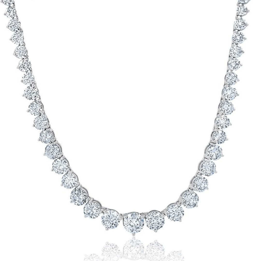Crislu Classic Small Graduated Tennis Necklace - Platinum - Crislu
