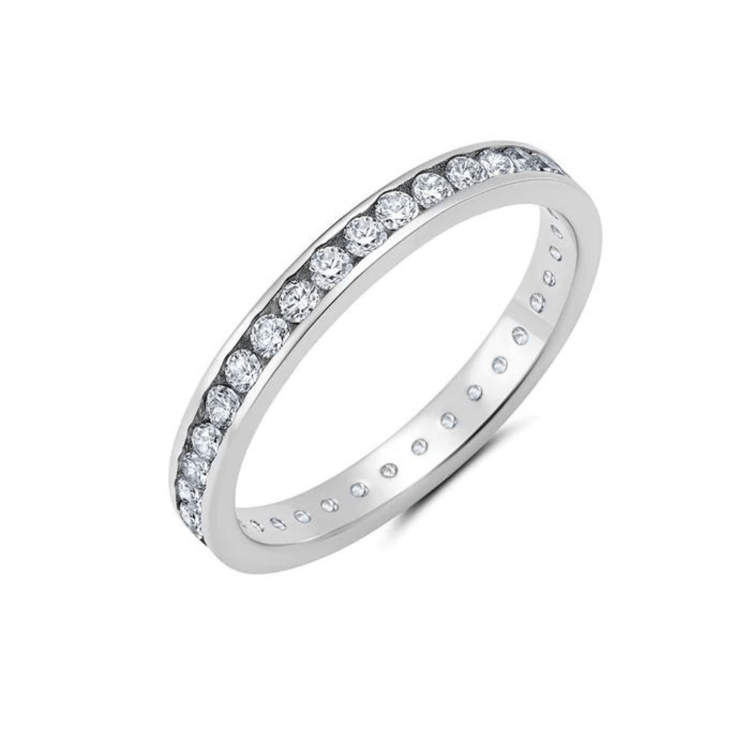 Crislu Clear Hand Set Eternity Band Ring - Platinum - Crislu