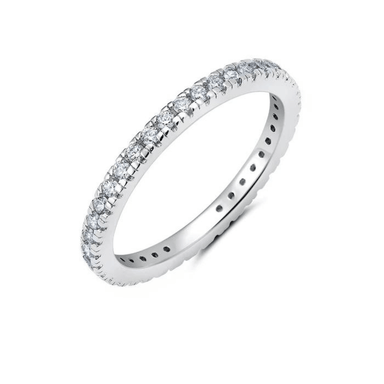 Crislu Clear Hand Set Step Cut Eternity Band Ring - Platinum - Crislu